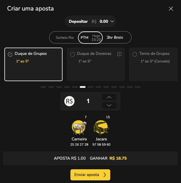 Aposta em Duque de Grupos no Jogo do Bicho
